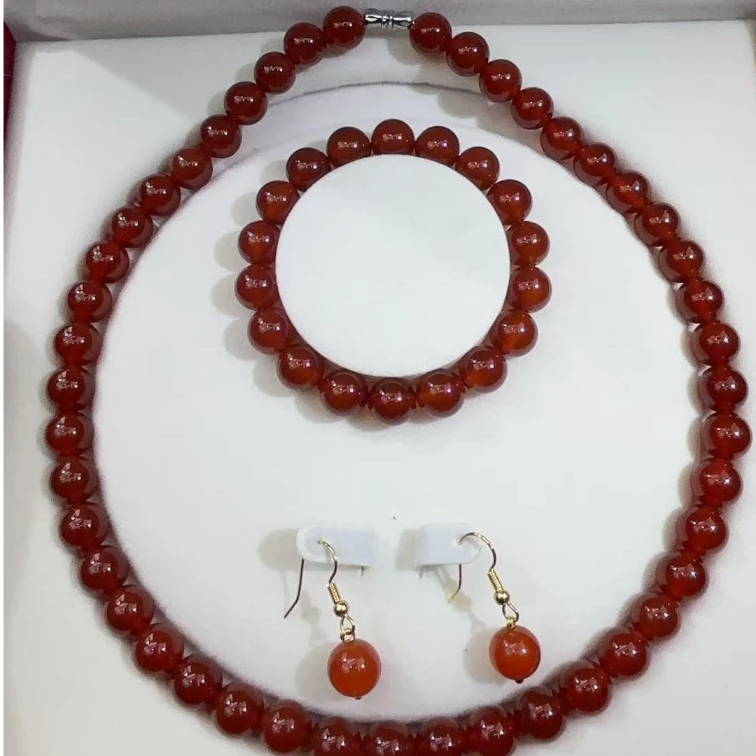 玛瑙三件套云南保山冰红