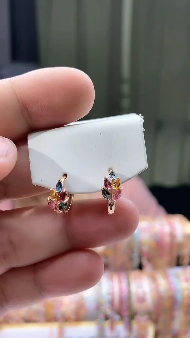 【闪购商品】碧玺耳扣银S925镶嵌345534354354