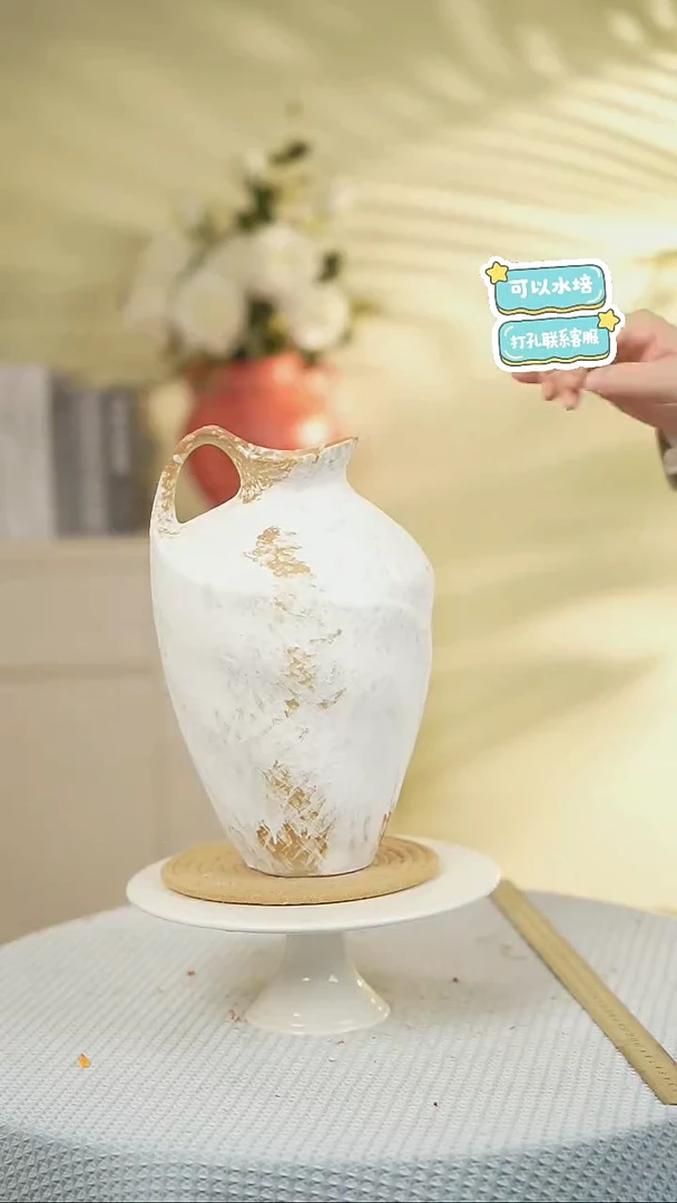 单耳素雪景德镇高端陶瓷花瓶家居水培插花瓶