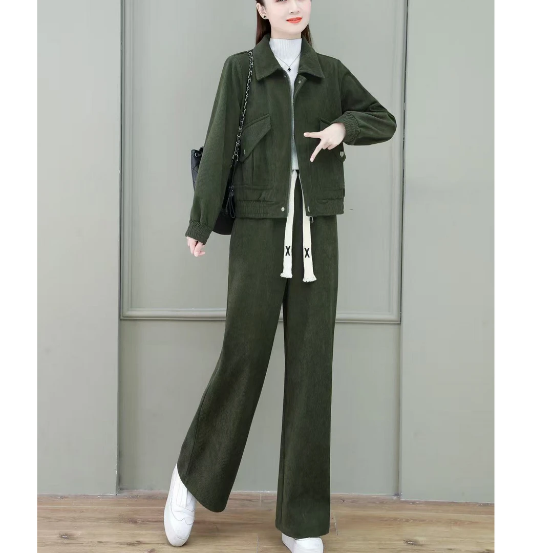 2188#【衣长58裤长98】加绒加厚休闲宽松运动套装女春秋两件套