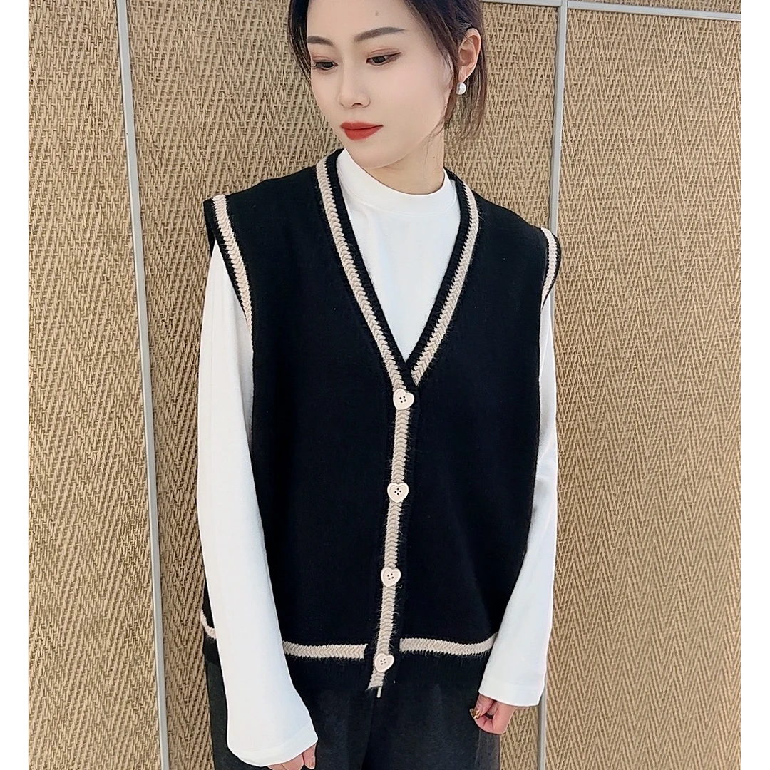 2025新款马甲学院风针织衫女韩版宽松慵懒风女士毛衣背心