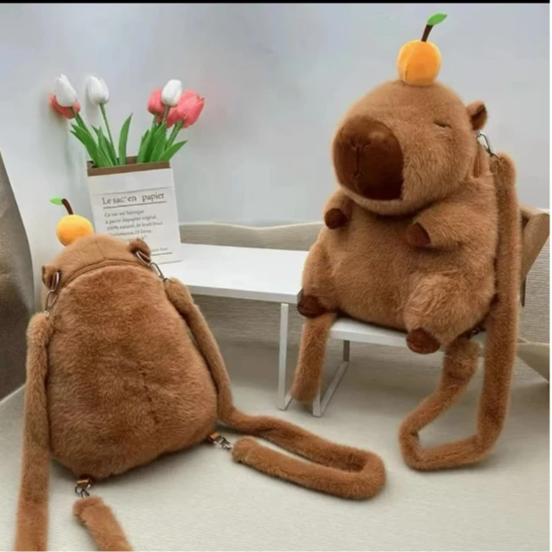 超萌卡皮巴拉毛绒玩具背包一个40cm 破损补发