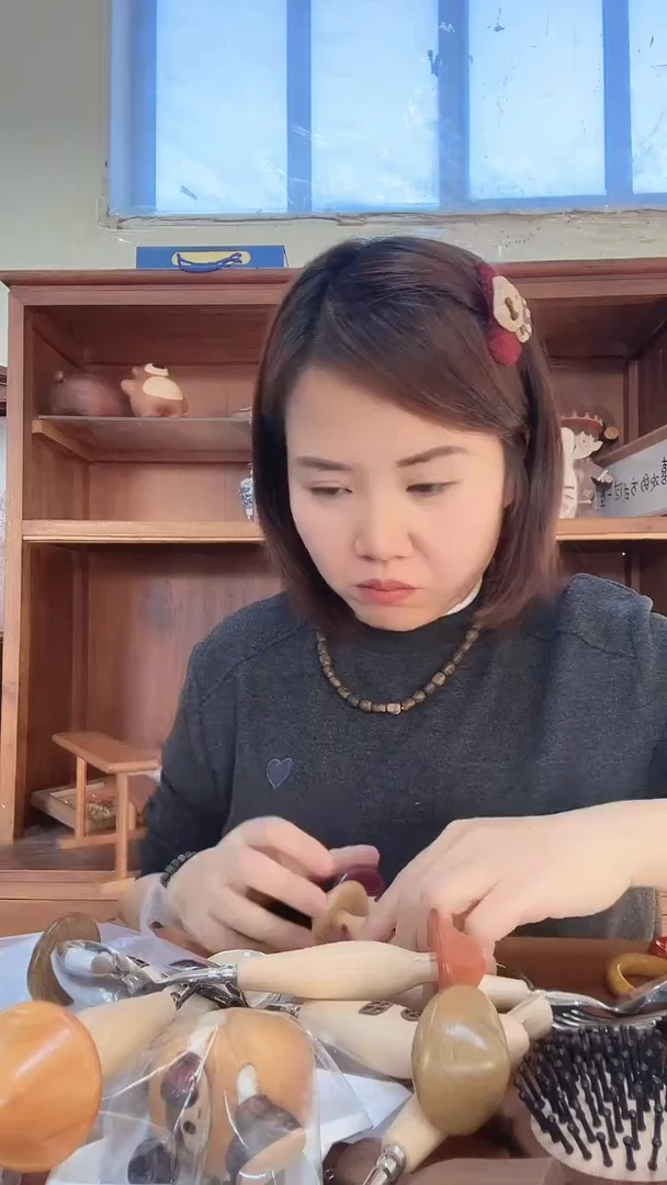 木绿蘑菇勺+叉 瑕疵