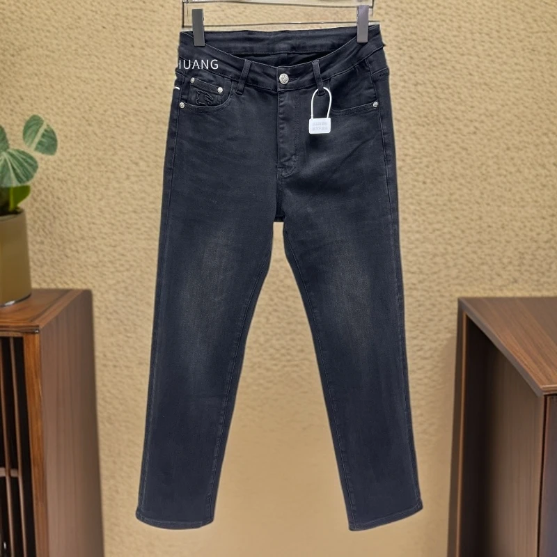 维斯克纳时尚黑色休闲男士牛仔裤秋季新款简约水洗百搭小直筒裤潮