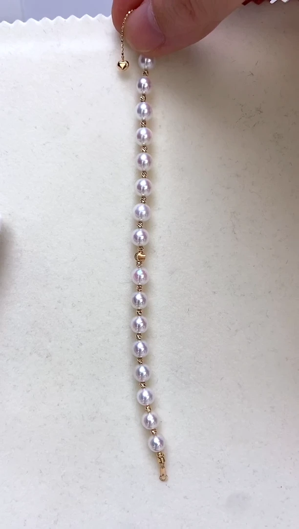 海水珍珠18K金镶嵌手绳6-7手链