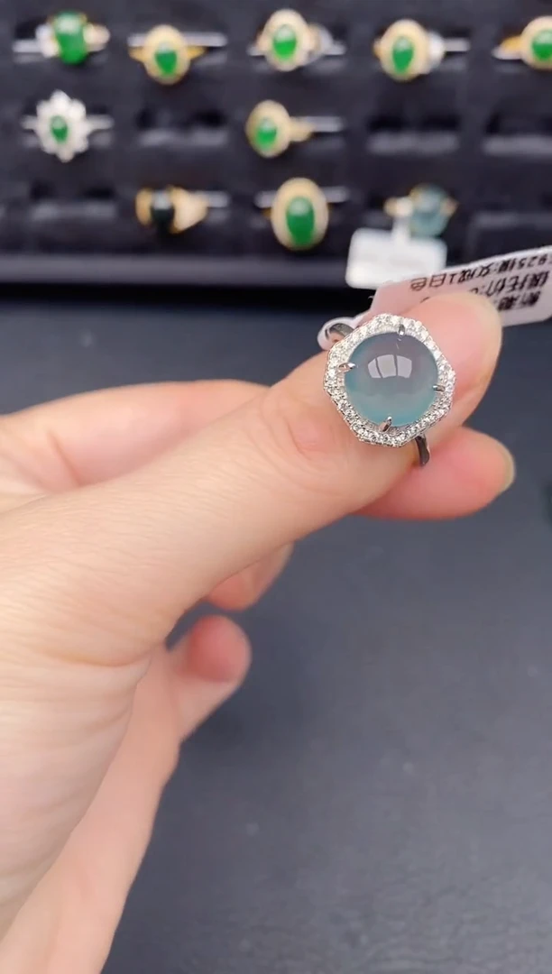 银S925镶嵌戒指翡翠天然a货翡翠108