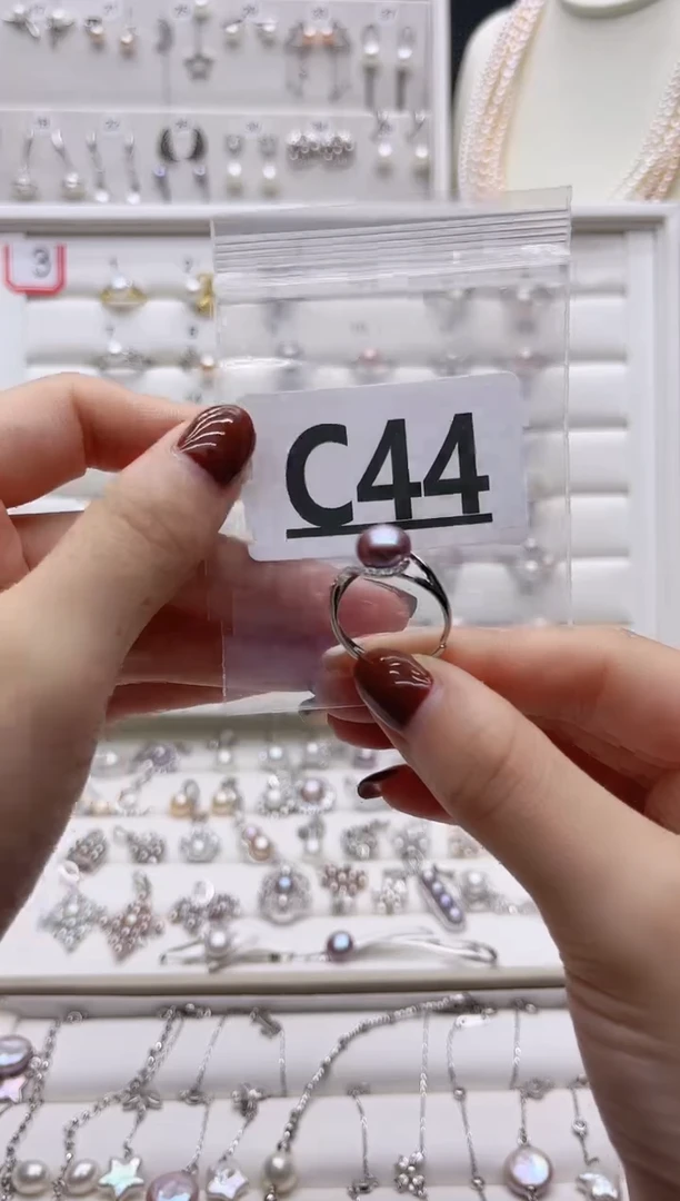 银S925镶嵌珠宝奇石淡水珍珠じ****?C44