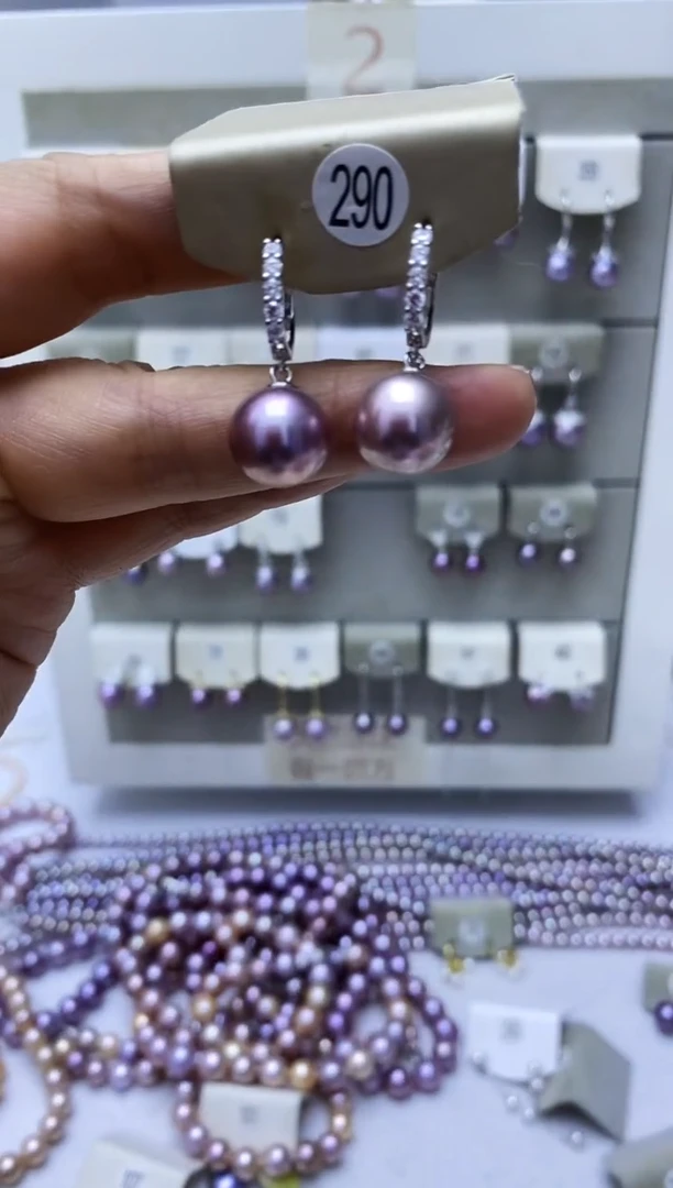 银S925镶嵌淡水珍珠耳饰290