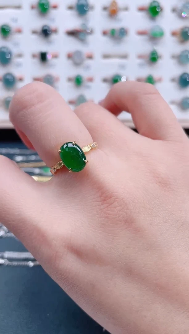 银S925镶嵌戒指翡翠天然翡翠