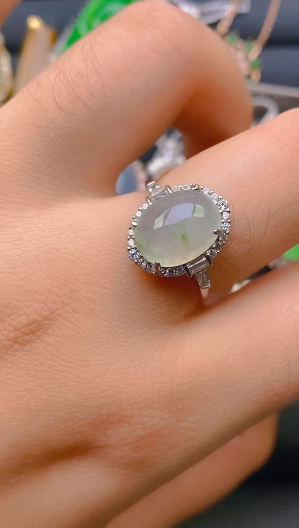 【闪购商品】翡翠戒指银S925镶嵌天然A货翡翠1