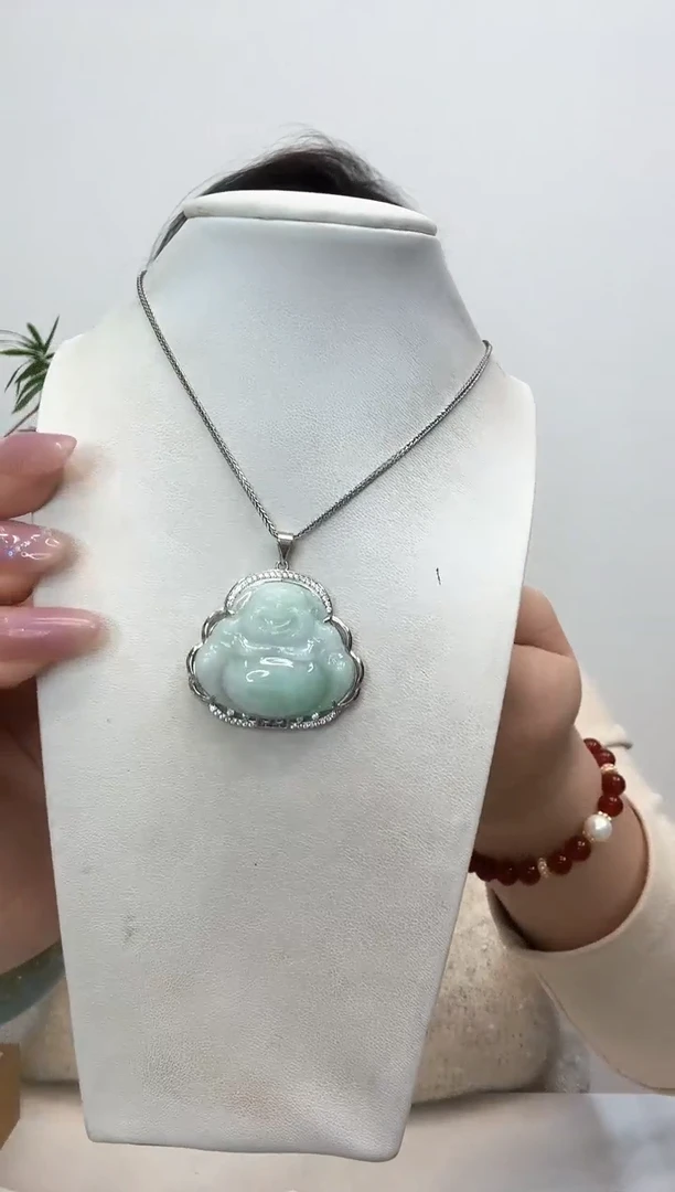 【闪购商品】翡翠吊坠(赠链)银S925镶嵌佛公