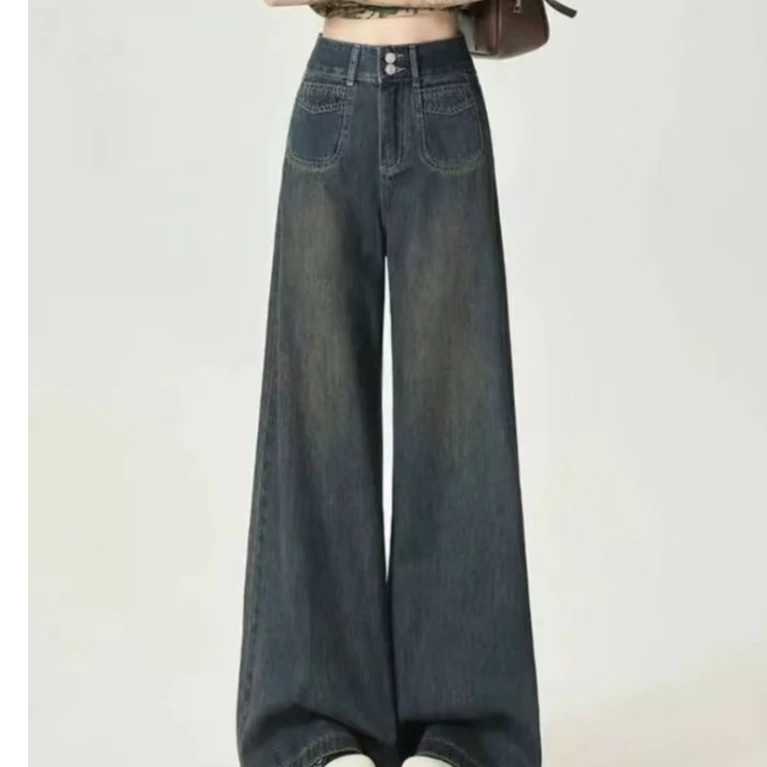 551-560  小樱桃女裤 商家编码复古直筒时尚春季百搭水洗设计感