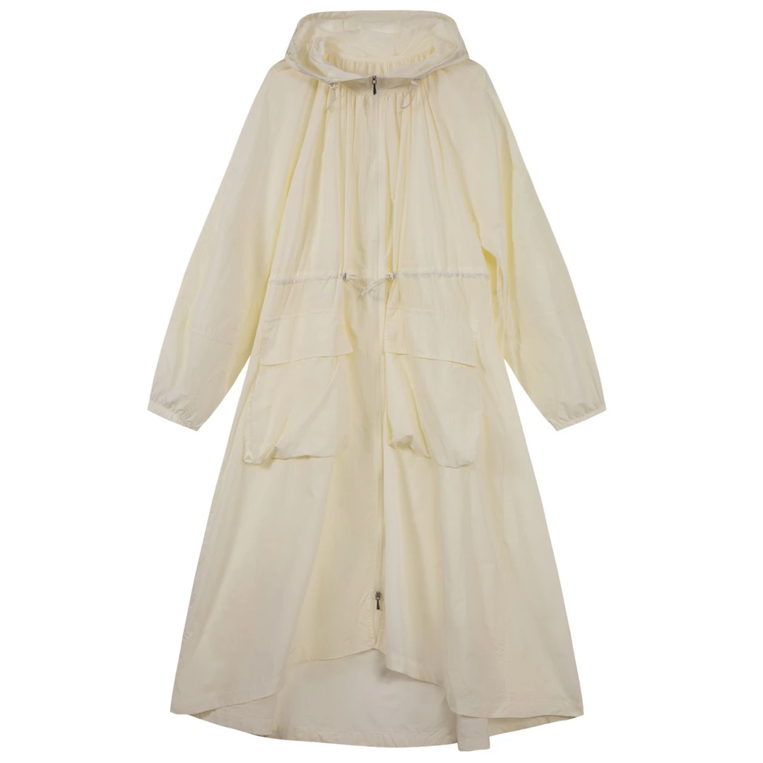 康博夏季长款薄款轻职风简约收腰连帽防晒衣女装时尚外套FS-06