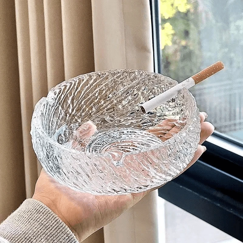 轻奢烟灰缸玻璃水晶玻璃个性创意潮流家用烟缸客厅办公室水晶防飞