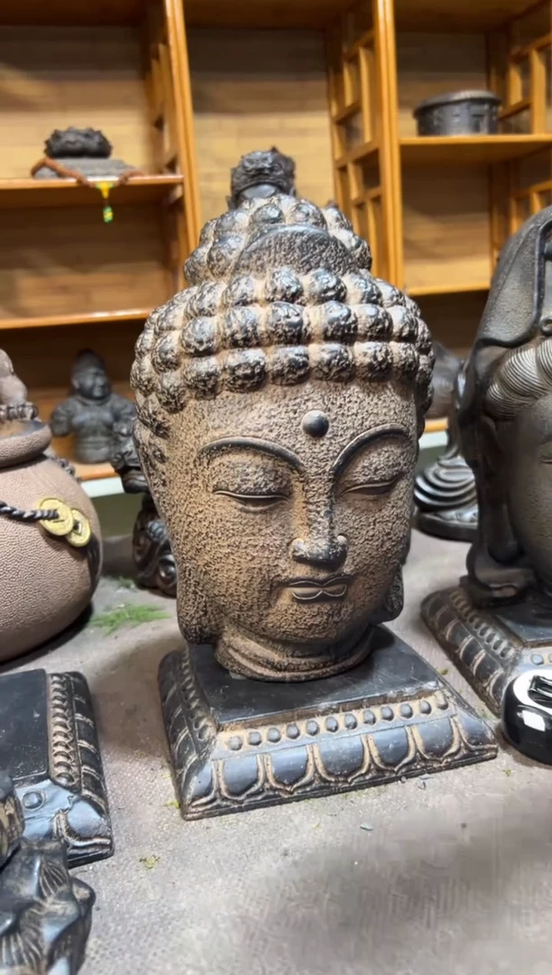 陶土【火山泥】大佛首+莲花底座