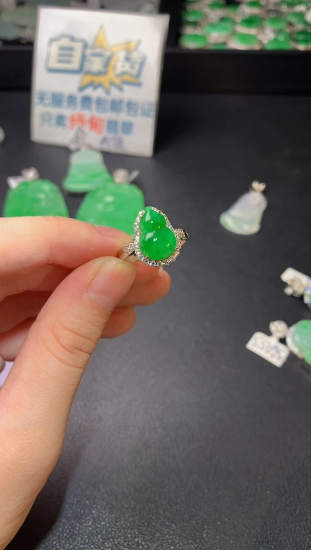 银S925镶嵌戒指翡翠翡翠1