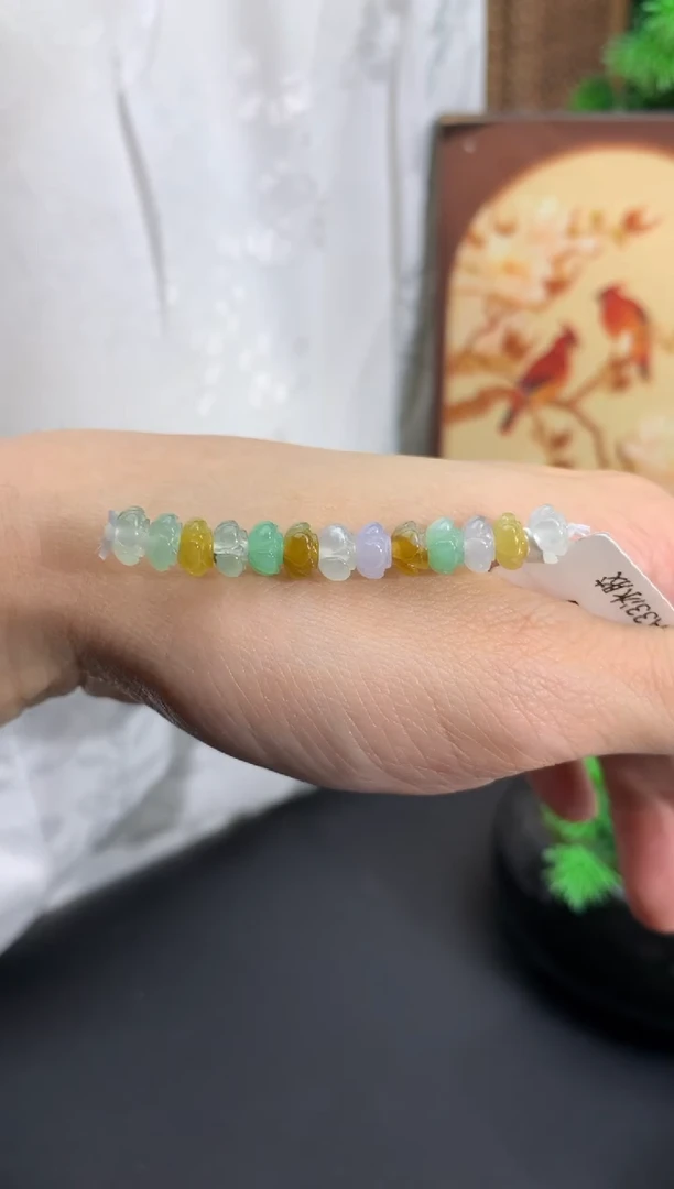 未镶嵌手串翡翠莲花珠 卡6.5*3.7mm