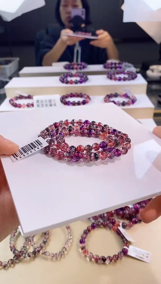 未镶嵌手串水晶黑加仑超七多圈6m+