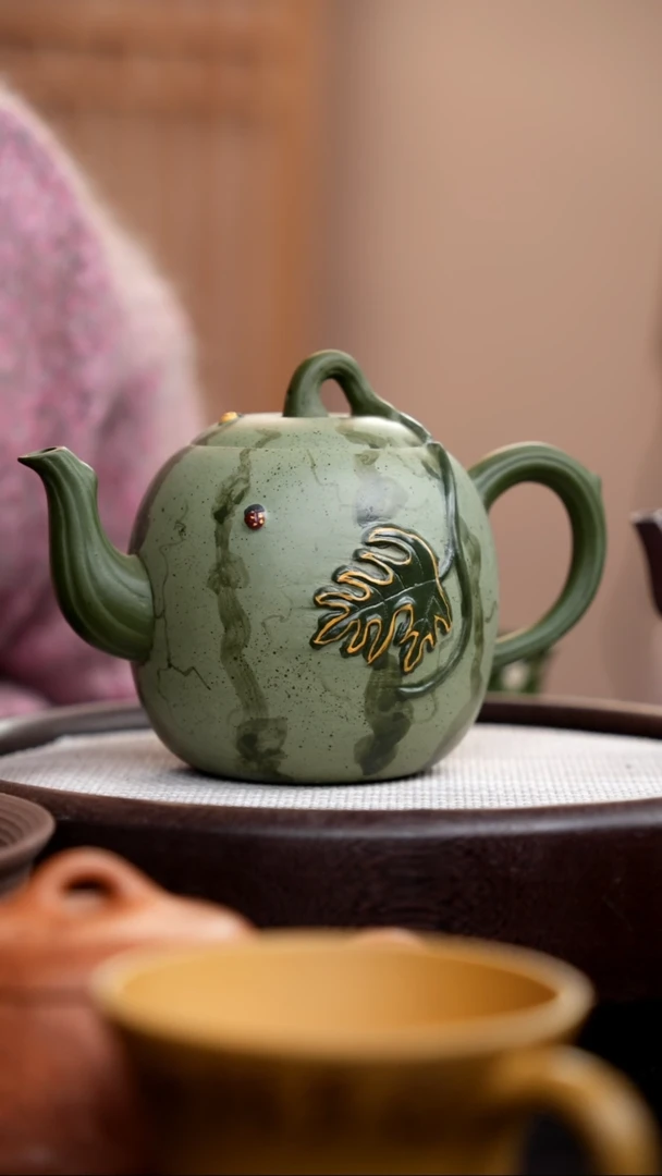 【闪购商品】紫砂茶壶豆青砂大西瓜壶