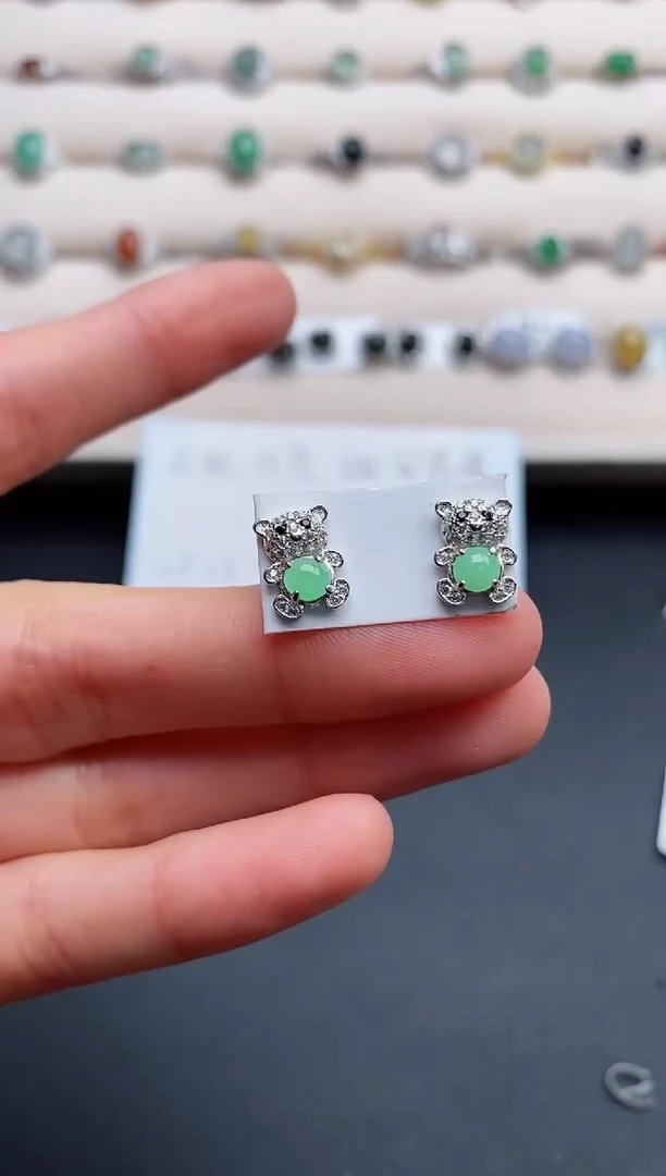 银S925镶嵌戒指翡翠555555+1