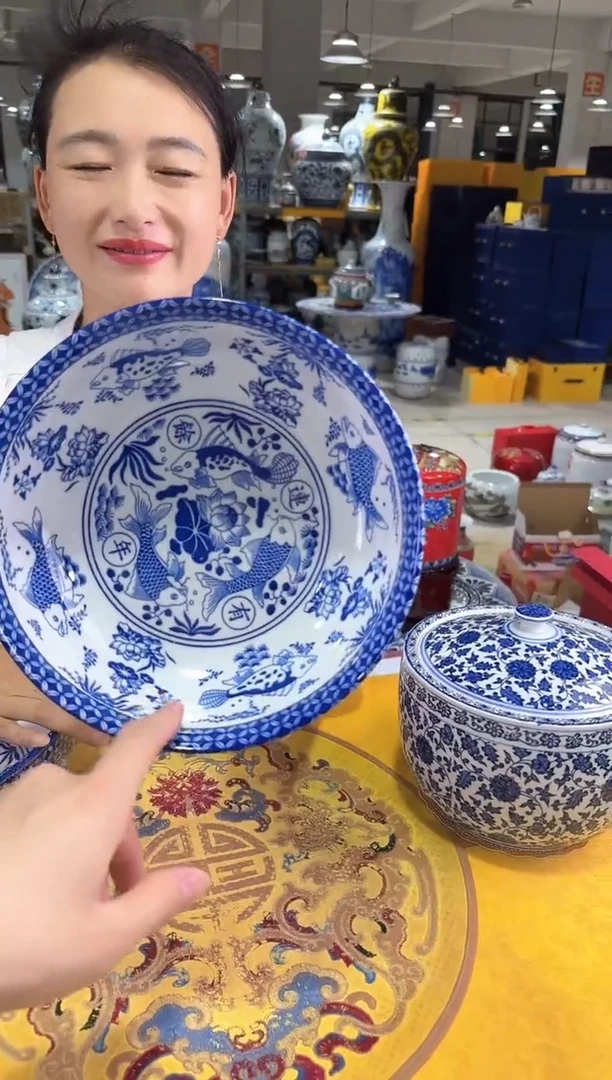 陶瓷景德镇陶瓷鱼藻盆1个（直径23cm）