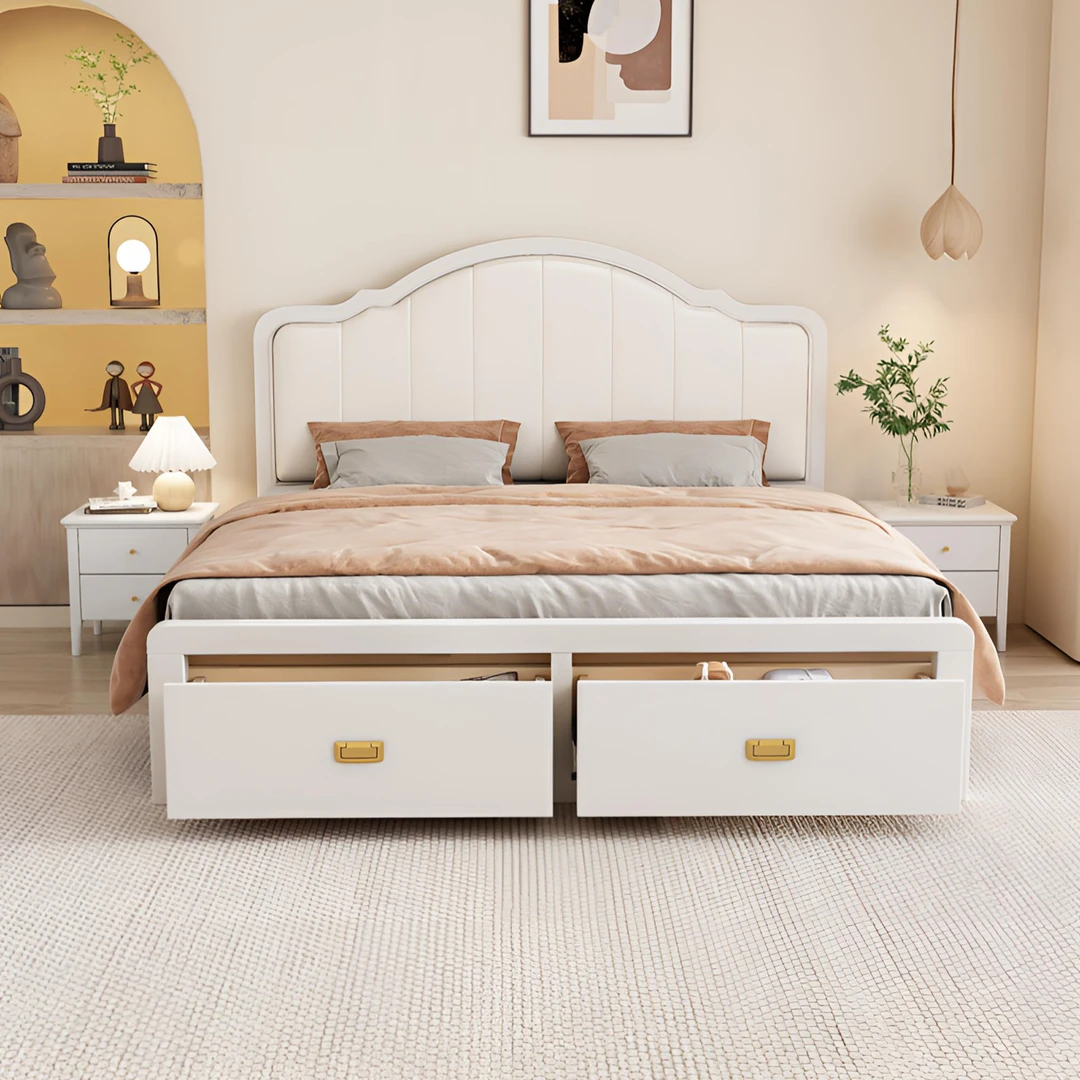 全实木现代简约气压高箱床1.2单人1.5双人床储物收纳1.8婚床大床