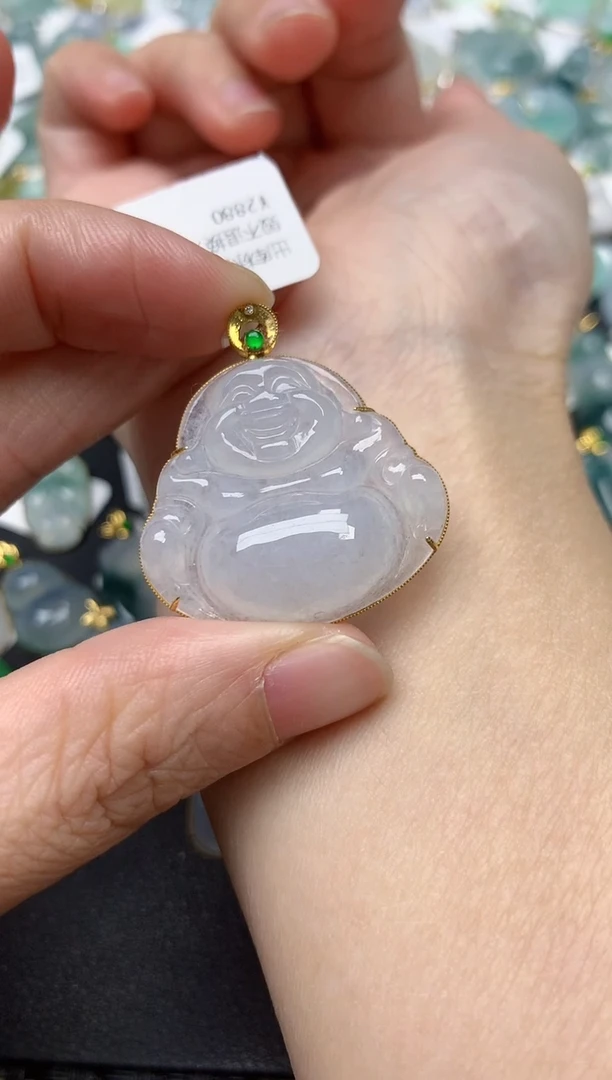 颈饰18K金镶嵌翡翠天然缅甸A货翡翠