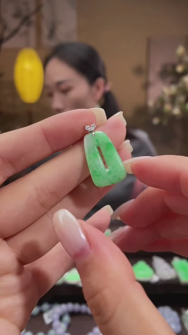 吊坠(不含链)银S925镶嵌翡翠吊坠