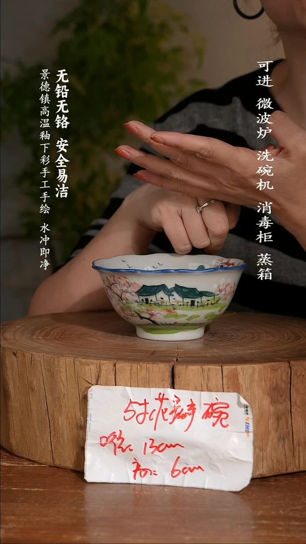 碗陶瓷景德镇高温瓷釉下彩手绘陶瓷