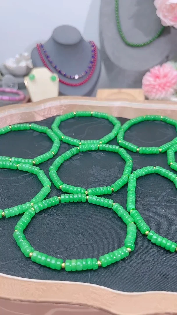 银S925镶嵌手链翡翠算盘珠99