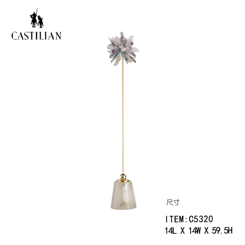 DR-卡斯特兰欧法轻奢现代水晶配铜紫白色水晶石花饰品摆件C5320