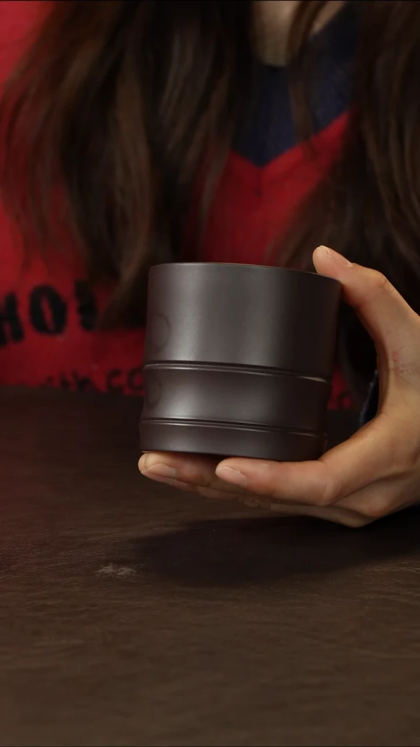 茶杯紫砂紫茄泥 竹节杯 200cc