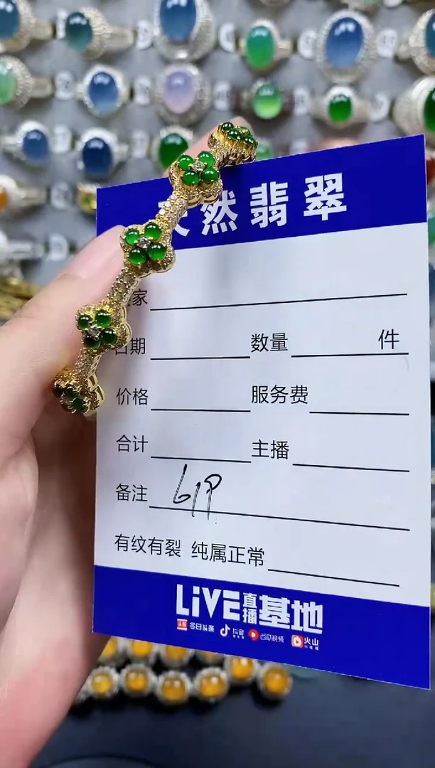 翡翠手镯银S925镶嵌619