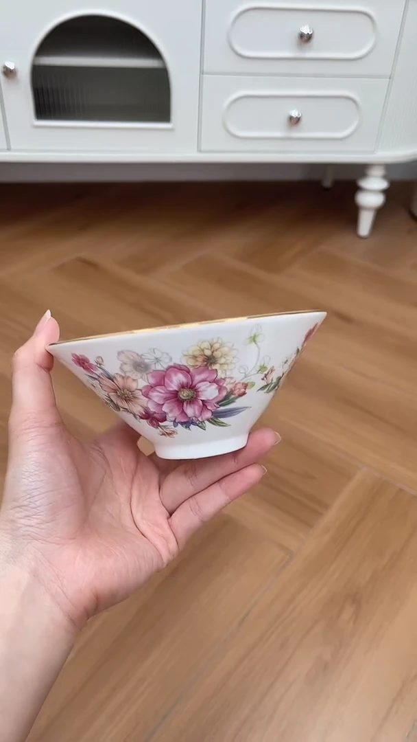 杯花花高骨骨瓷2个碗