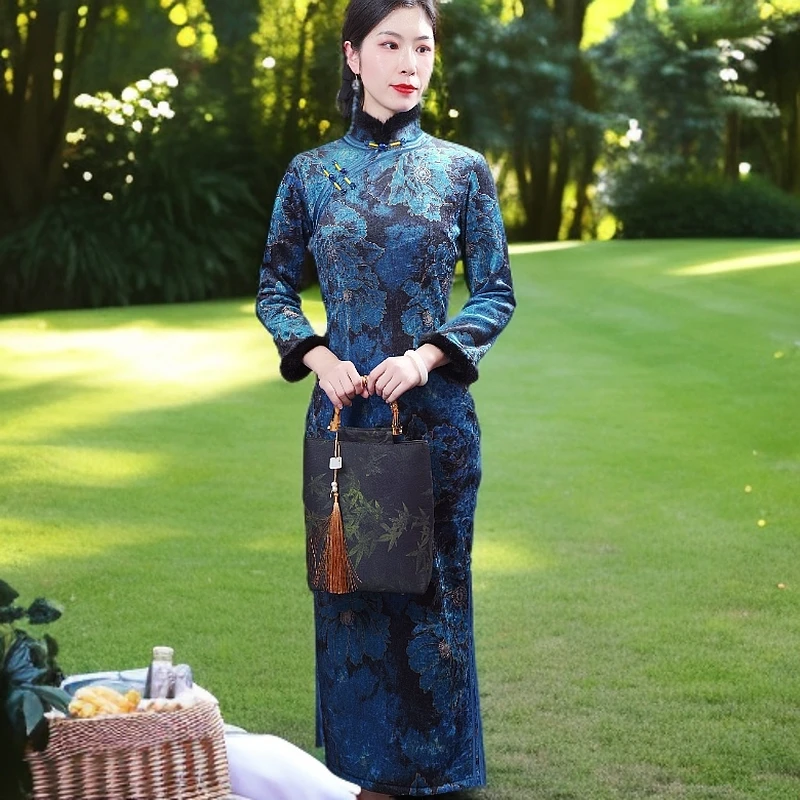洛花若兰   2024新款改良旗袍气质日常优雅经典修身