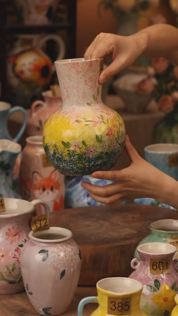 陶瓷400景德镇设计师手作花器摆件侘寂风