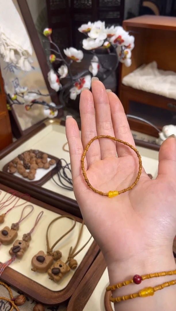 手串桃核【桃缘行】竹节「黄色葫芦」桃木桃核辟、挡、驱、护 备注手围