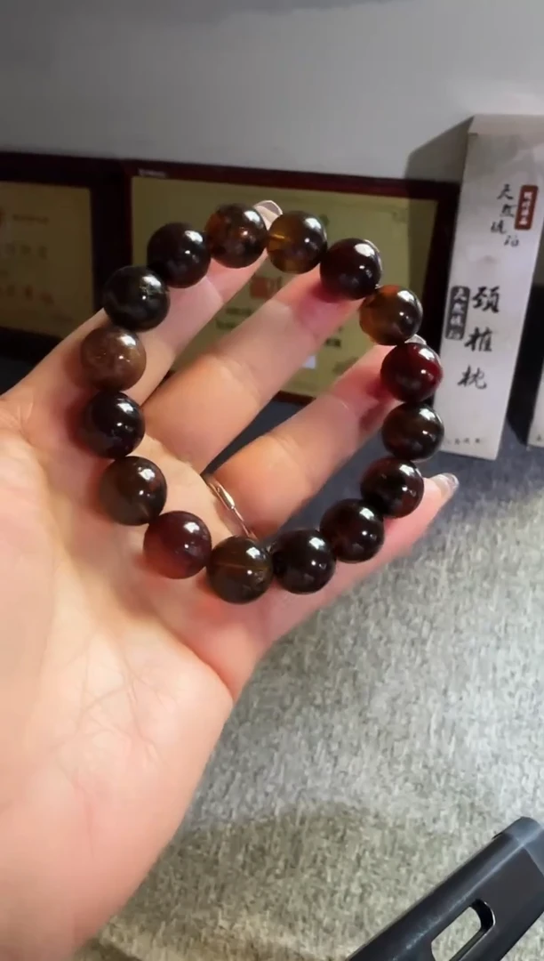 手串琥珀未镶嵌#26缅甸琥珀星际蓝翁珀手串13mm