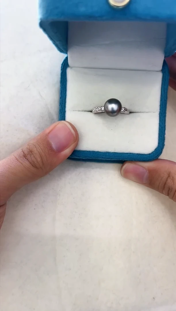 【闪购商品】海水珍珠戒圈银S925镶嵌大溪地珍珠戒指