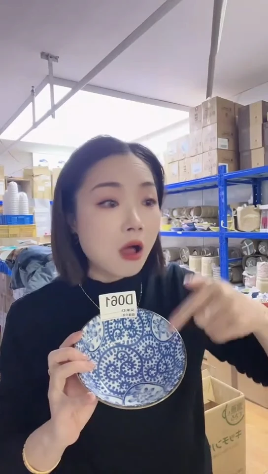 【闪购商品】瓷片日本进口瓷器丸纹15cm碗一只D061