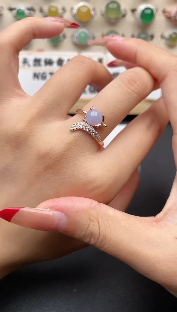 【闪购商品】翡翠戒指银S925镶嵌一物一证一礼盒