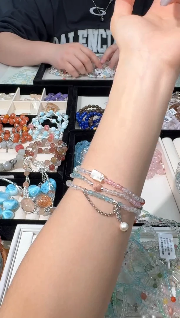 【闪购商品】托帕石手链银S925镶嵌Y030托帕三圈设计款