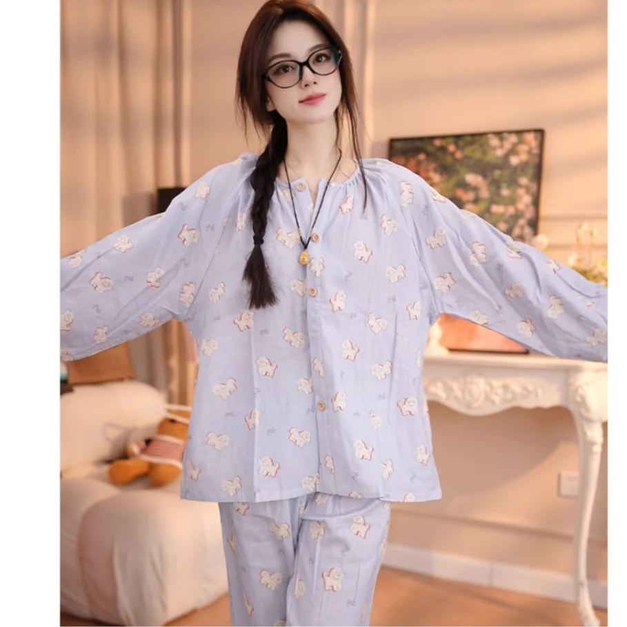 【肉嘟狮子狗】婷睡衣女套装气质夏季宽松甜美大码碎花时尚休闲