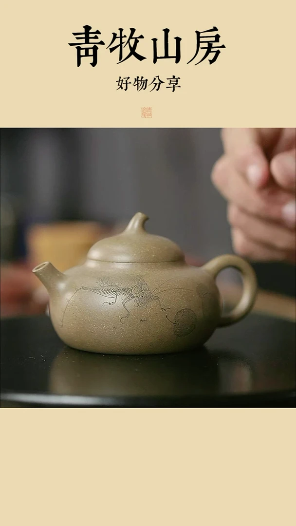 茶杯紫砂无忧刻绘青段茄瓜