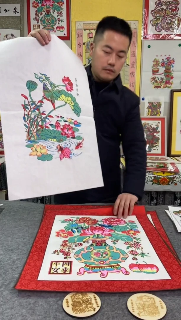 【闪购商品】精裱荷塘清趣手工制作精品年画
