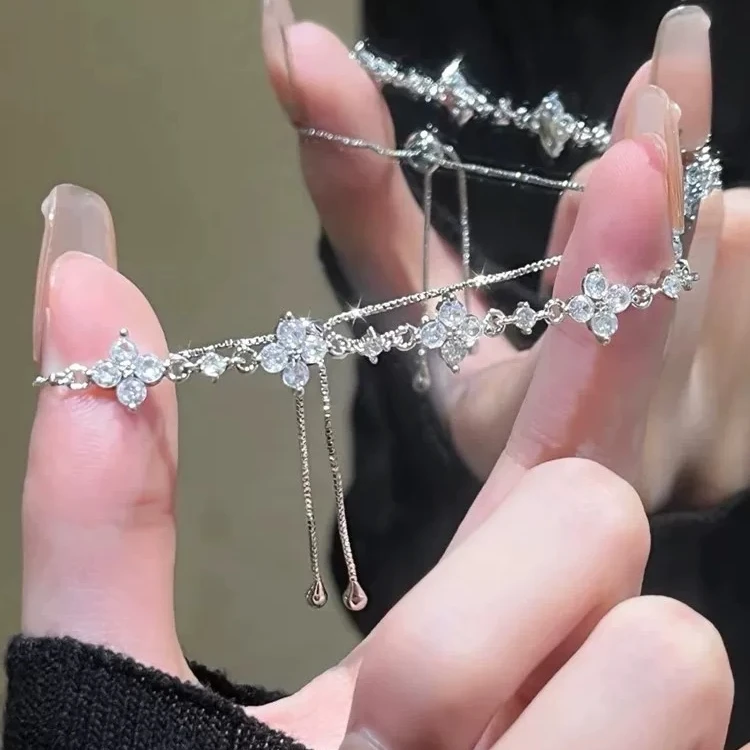 铜合金手链 幸运草手链生款新款手链轻奢小众手串精致F2941