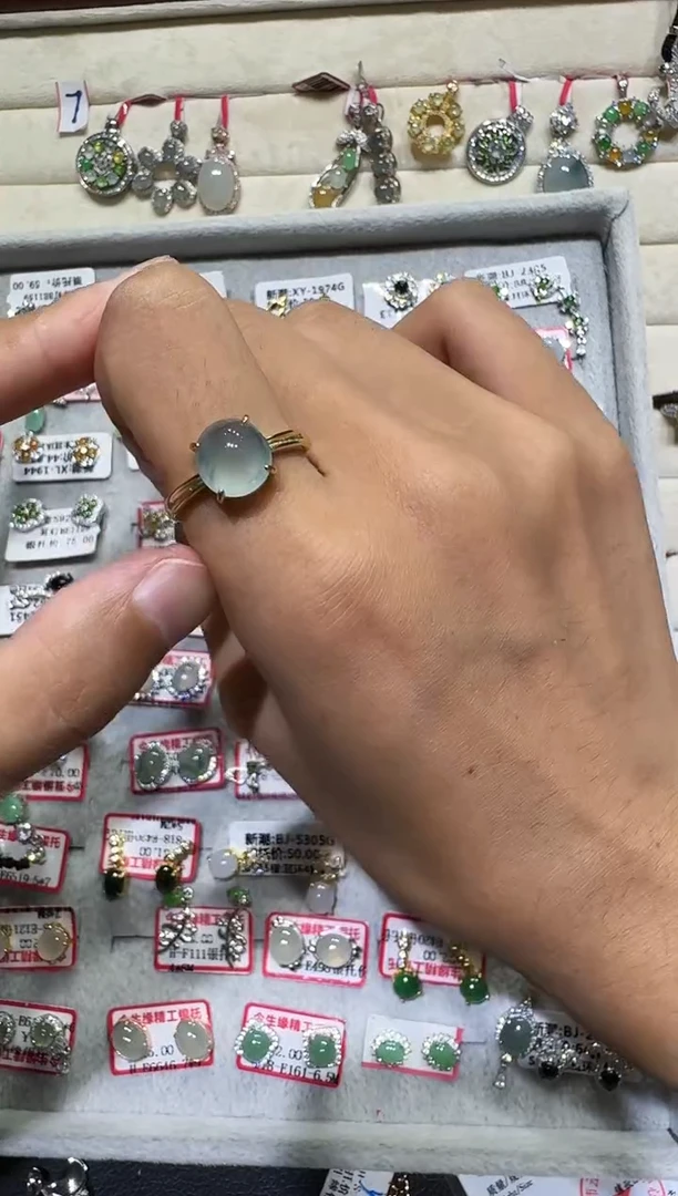翡翠戒指银S925镶嵌戒指345