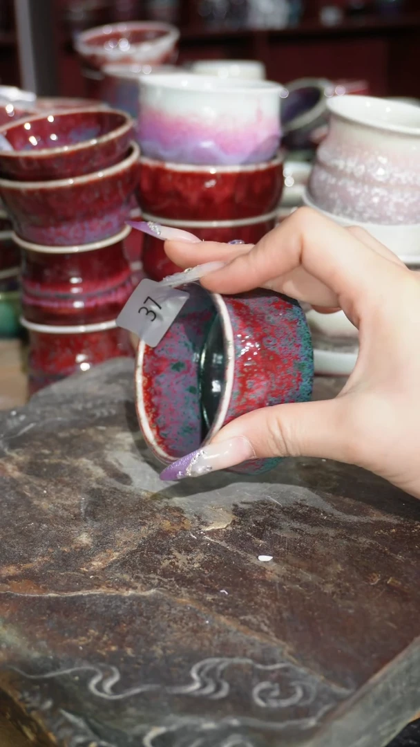 摆件陶精品窑变钧瓷茶器