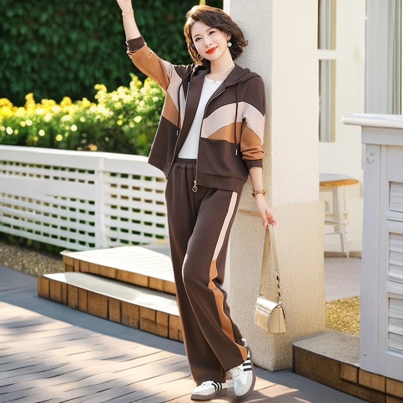 妈妈装秋装运动服套装宽松大码中年女装洋气上衣裤子两件套40岁50