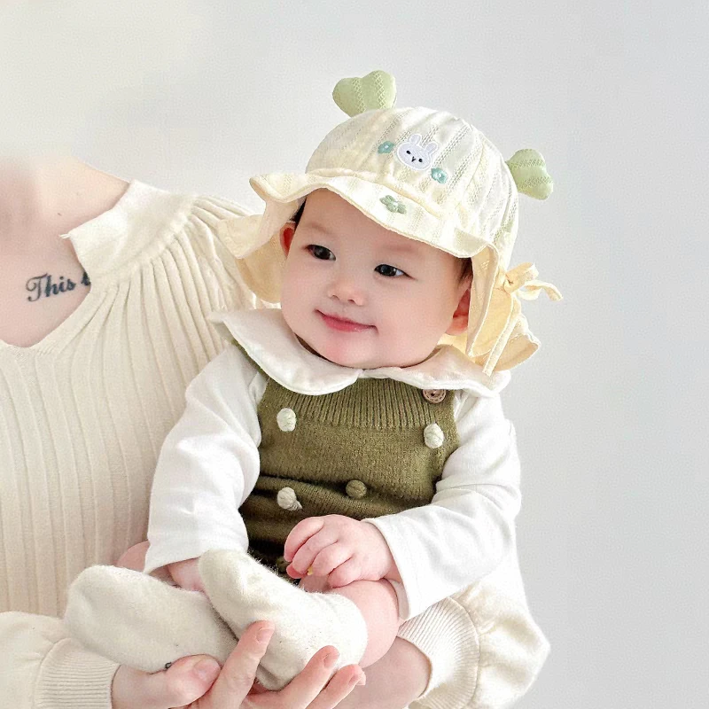 宝宝帽子春秋季渔夫帽可爱遮阳帽夏季可调节新生儿盆帽超萌婴儿